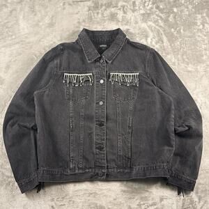 Buffalo David Bitton Black Denim Jacket men’s Large Trucker Grunge Neutral